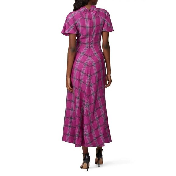 Temperley London Isobel Check Twist Dress Purple Womens Size 2 - Picture 4 of 14